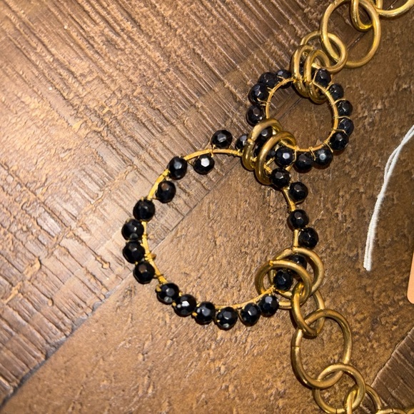 Gold and Black Circle Bead Necklace - Picture 5 of 5